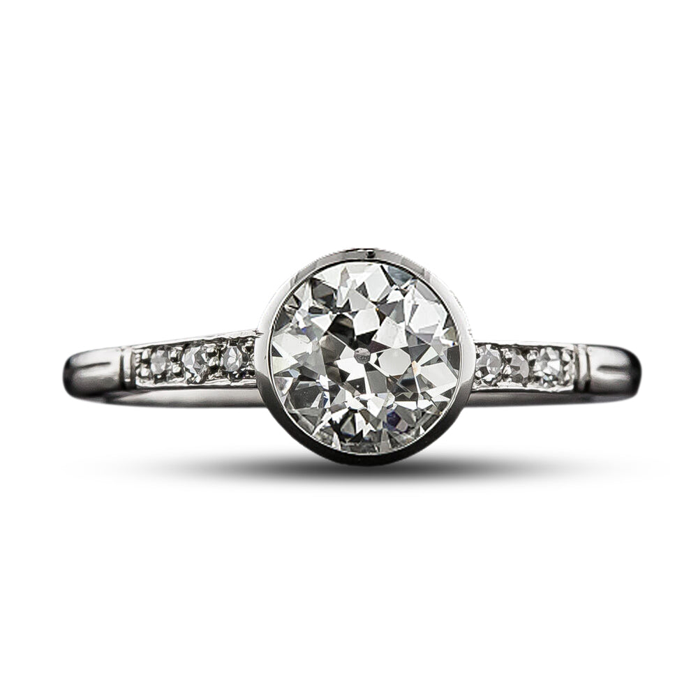 Art Deco-Style 1.09 Carat Diamond Engagement Ring - GIA H SI1 - 4