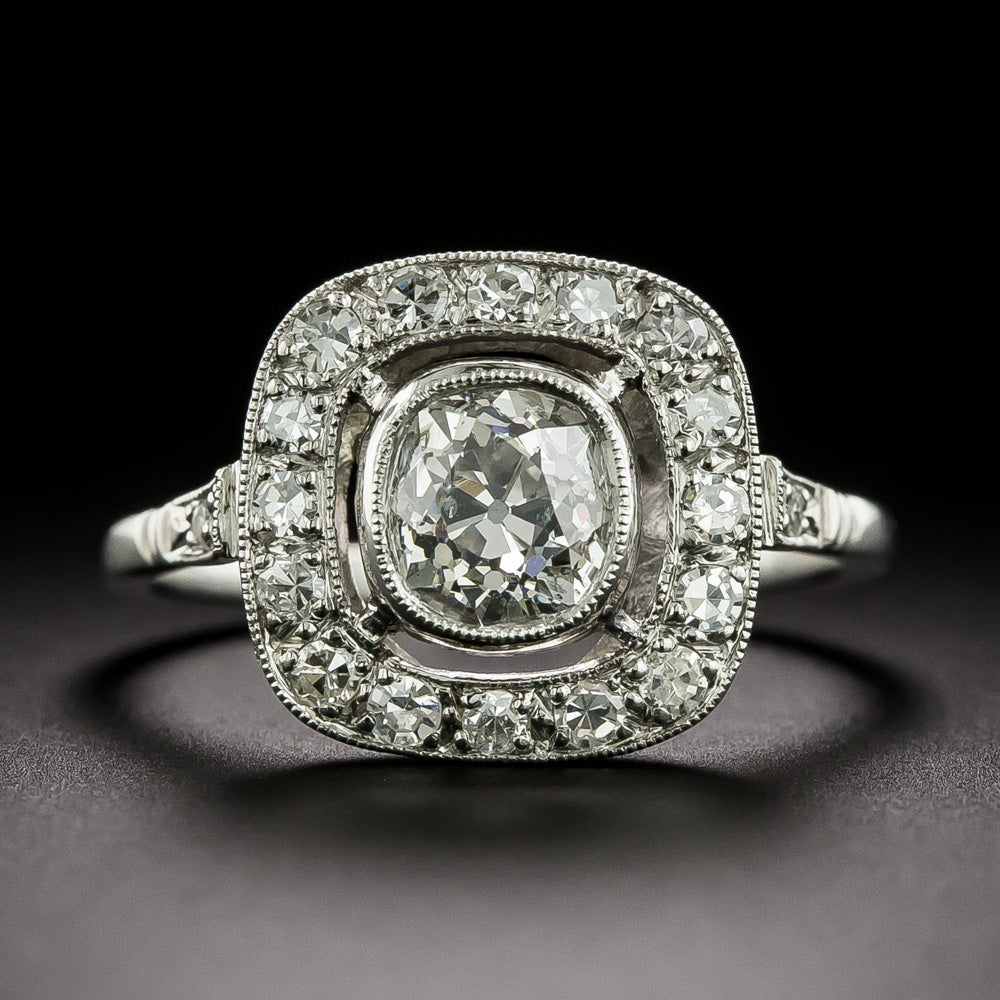 Art Deco-Style 1.09 Carat Old Mine Cut Diamond Halo Ring - GIA I I1 - 3