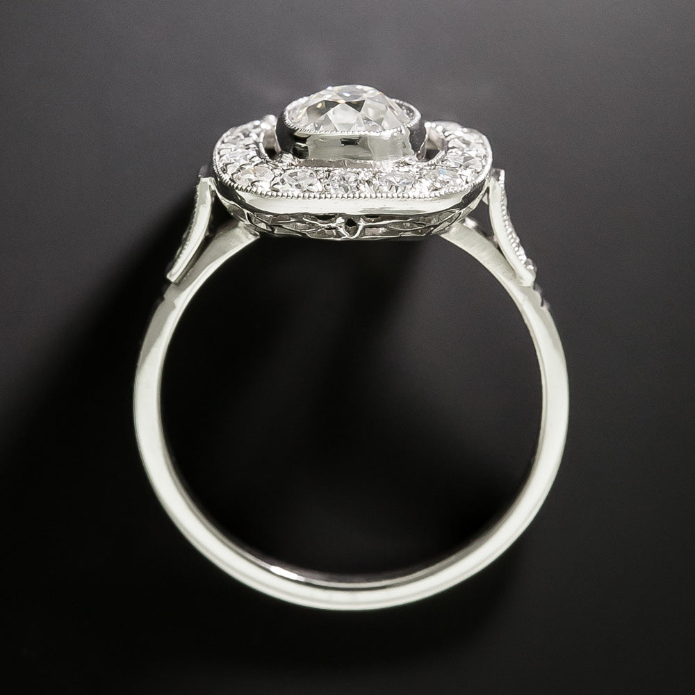 Art Deco-Style 1.09 Carat Old Mine Cut Diamond Halo Ring - GIA I I1 - 5