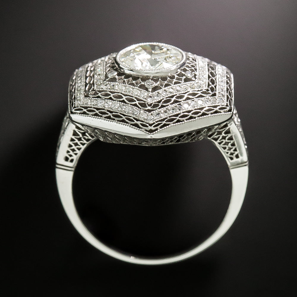 Art Deco-Style 1.11 Carat Diamond Hexagonal Ring - GIA M VS2 - 5
