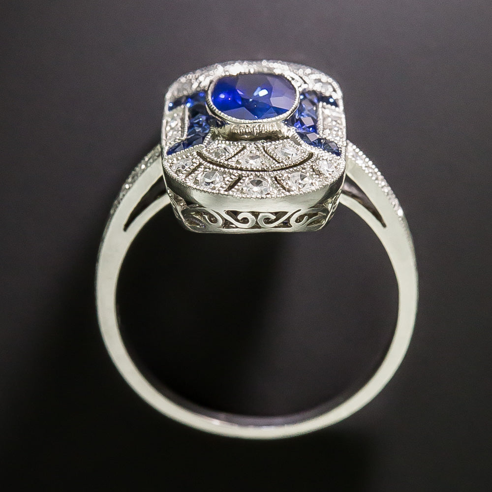 Art Deco-Style 1.22 Carat Sapphire and Diamond Dinner Ring - 5