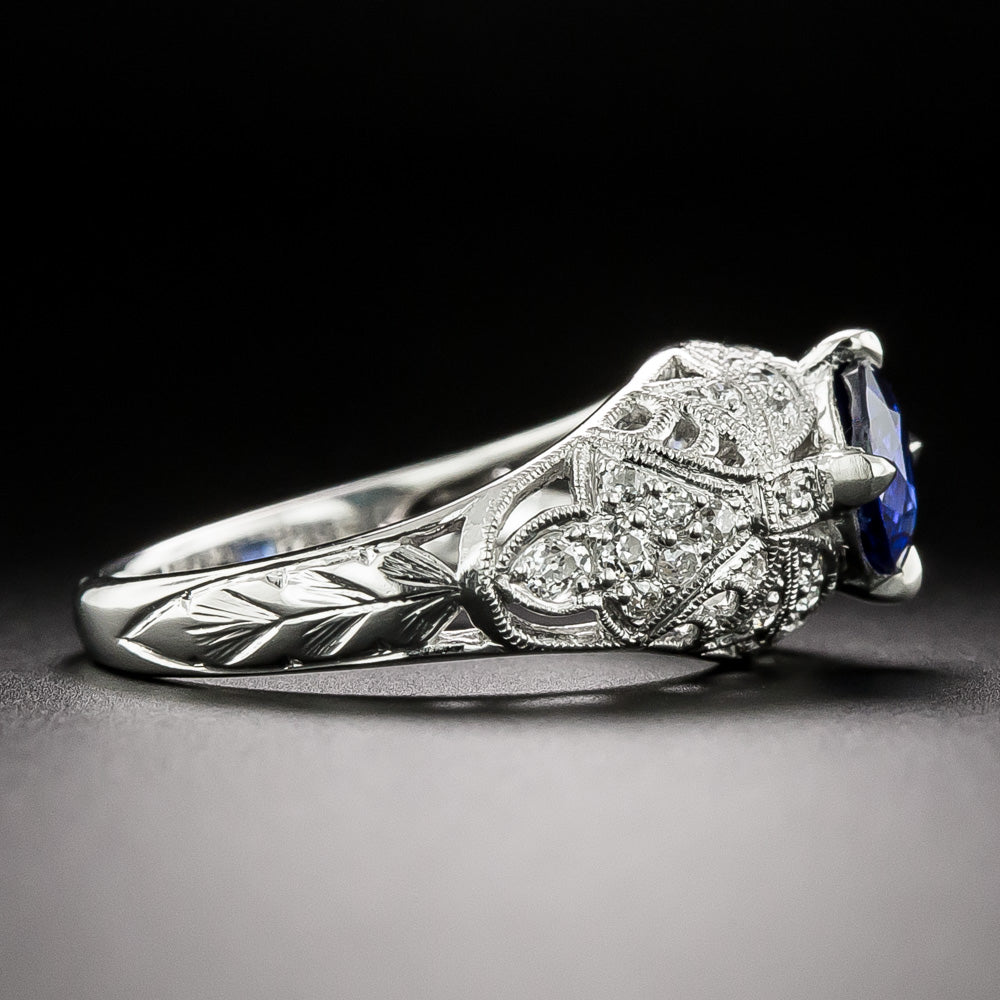 Art Deco-Style 1.42 Carat Sapphire and Diamond Ring - GIA - 3