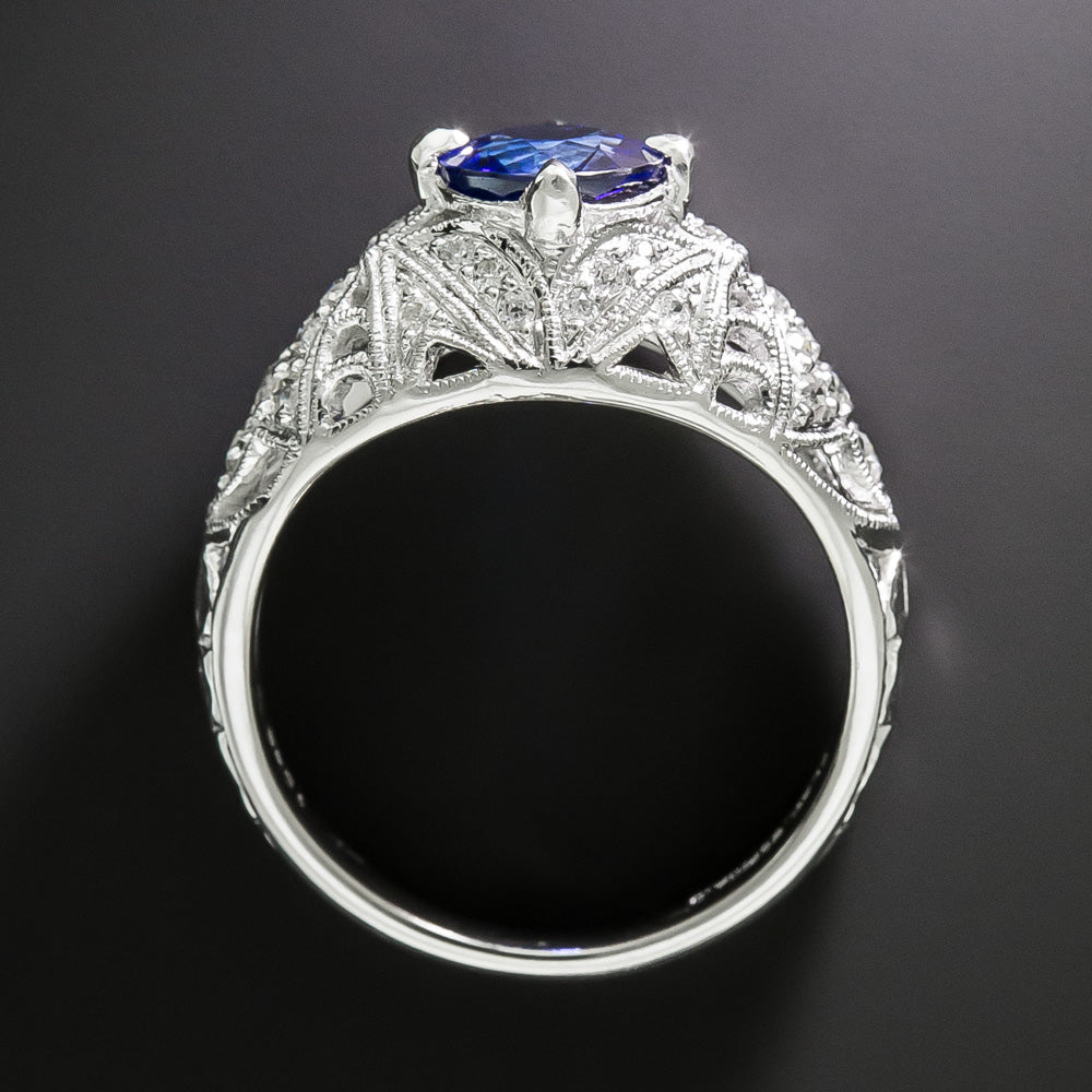 Art Deco-Style 1.42 Carat Sapphire and Diamond Ring - GIA - 4