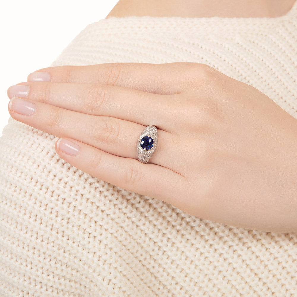 Art Deco-Style 1.42 Carat Sapphire and Diamond Ring - GIA - 5