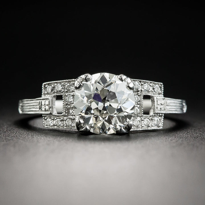 Art Deco-Style 1.48 Ct Diamond Engagement Ring - GIA  J VS2