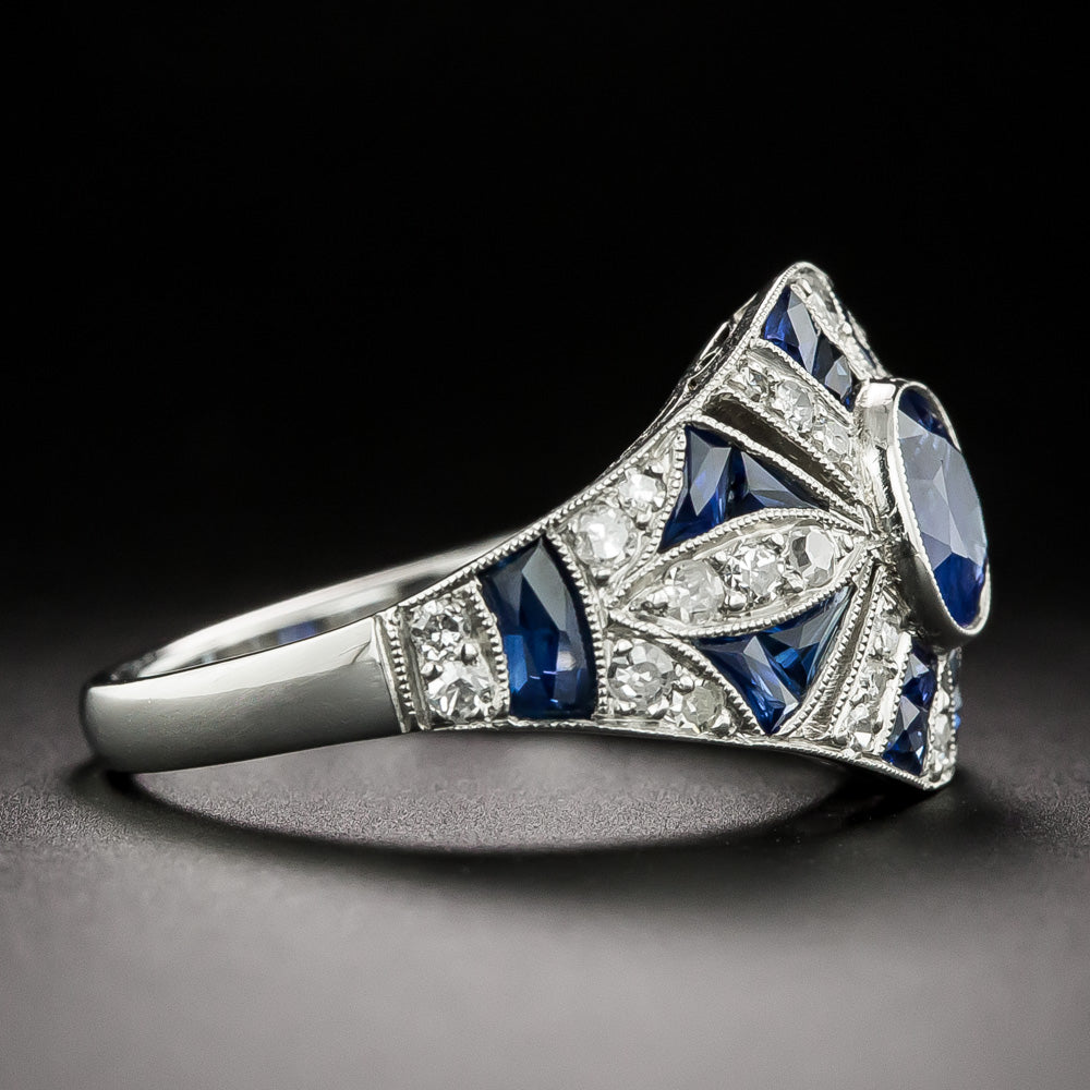 Art Deco-Style 1.50 Carat Sapphire and Diamond Ring - 3