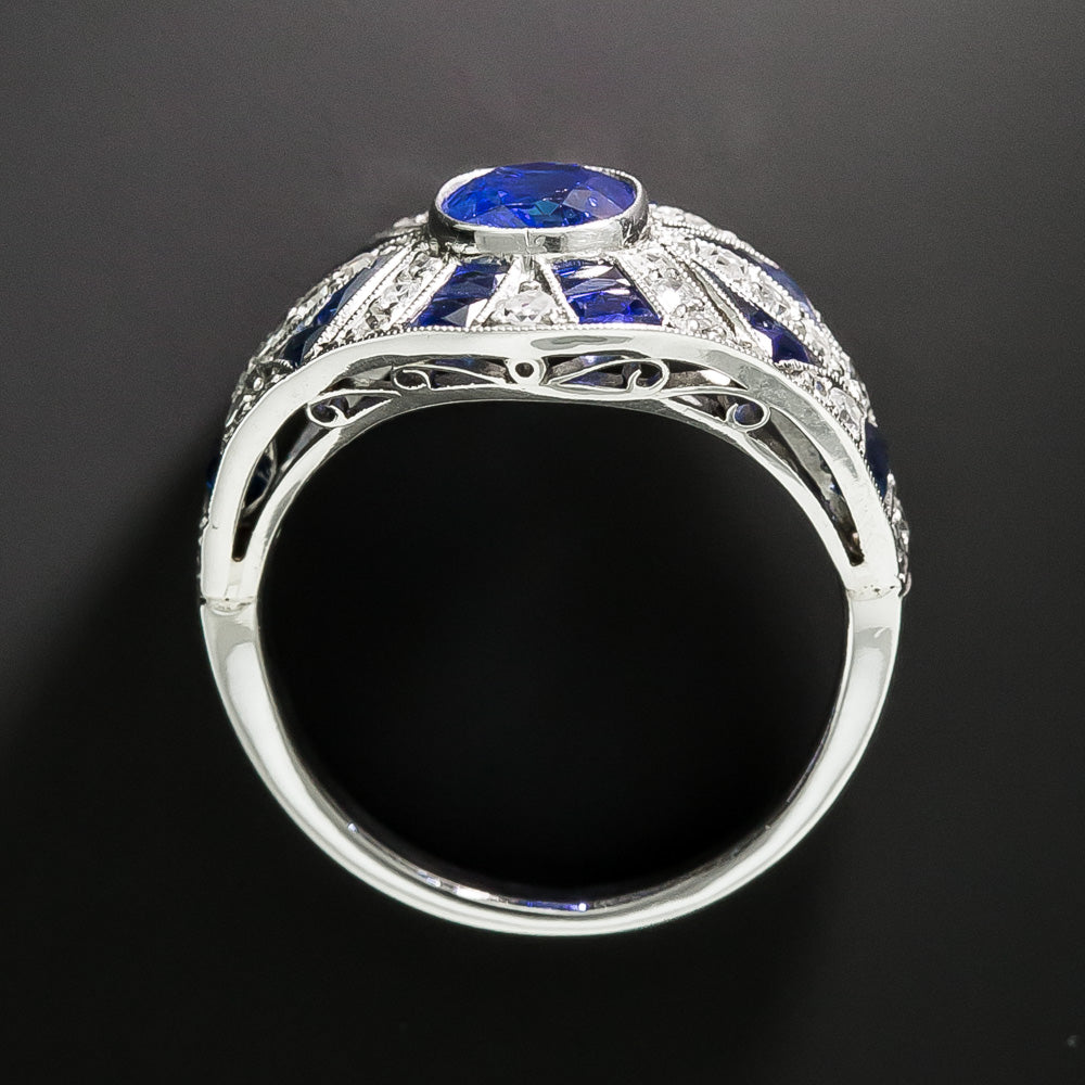 Art Deco-Style 1.50 Carat Sapphire and Diamond Ring - 4