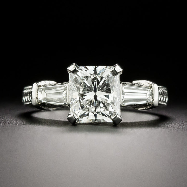 Art Deco-Style 1.69 Carat Radiant Diamond Ring - GIA E VS1