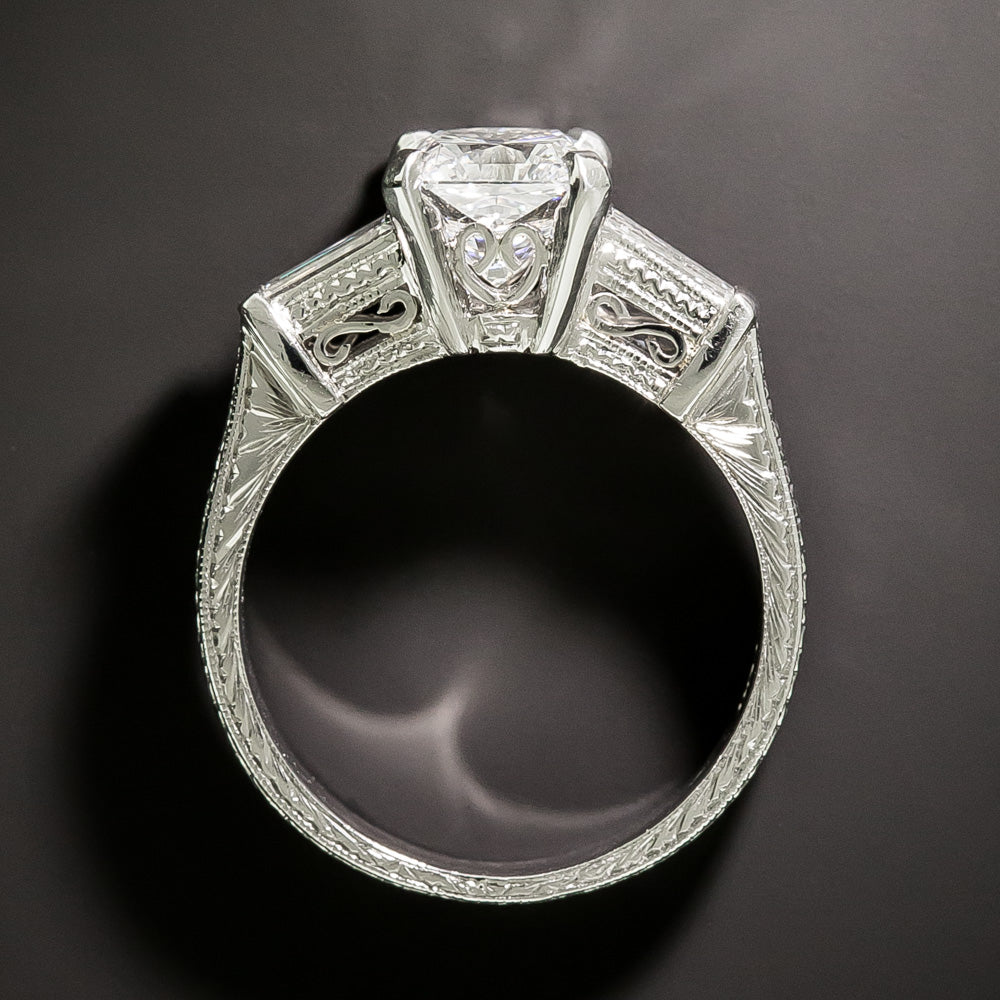 Art Deco-Style 1.69 Carat Radiant Diamond Ring - GIA E VS1 - 6