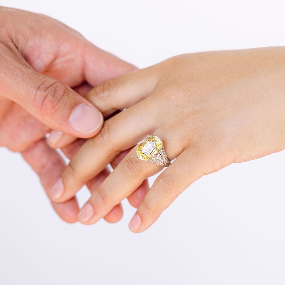 11.15 Carat Yellow Sapphire and Diamond Ring - 10