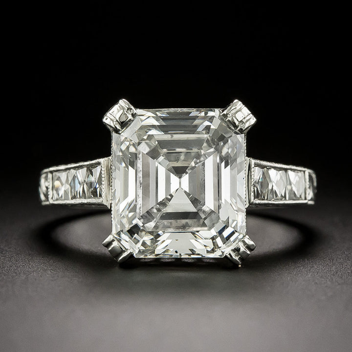 Art Deco-Style 4.90 Carat Emerald-Cut Diamond Engagement Ring - GIA I SI2