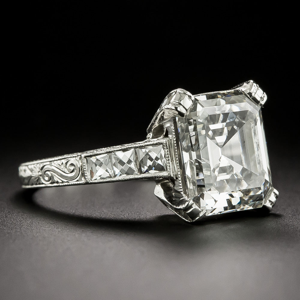 Art Deco-Style 4.90 Carat Emerald-Cut Diamond Engagement Ring - GIA I SI2 - 3