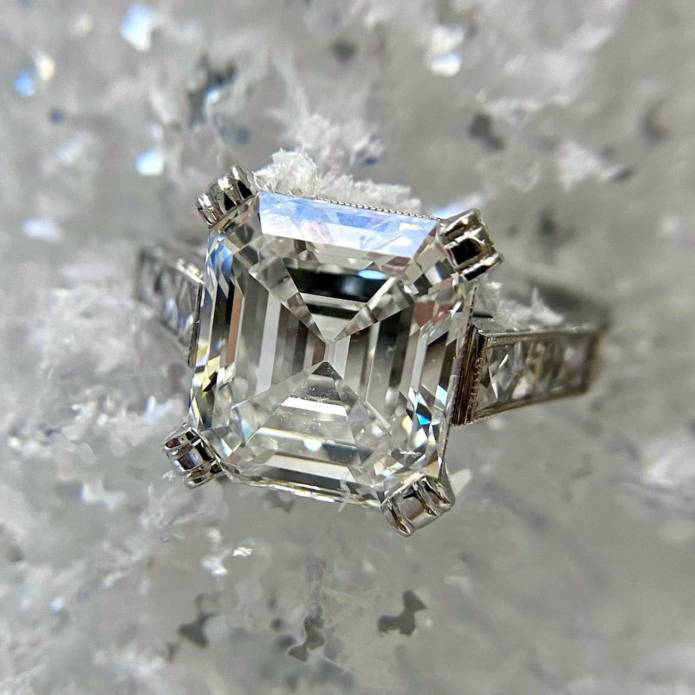 Art Deco-Style 4.90 Carat Emerald-Cut Diamond Engagement Ring - GIA I SI2 - 6