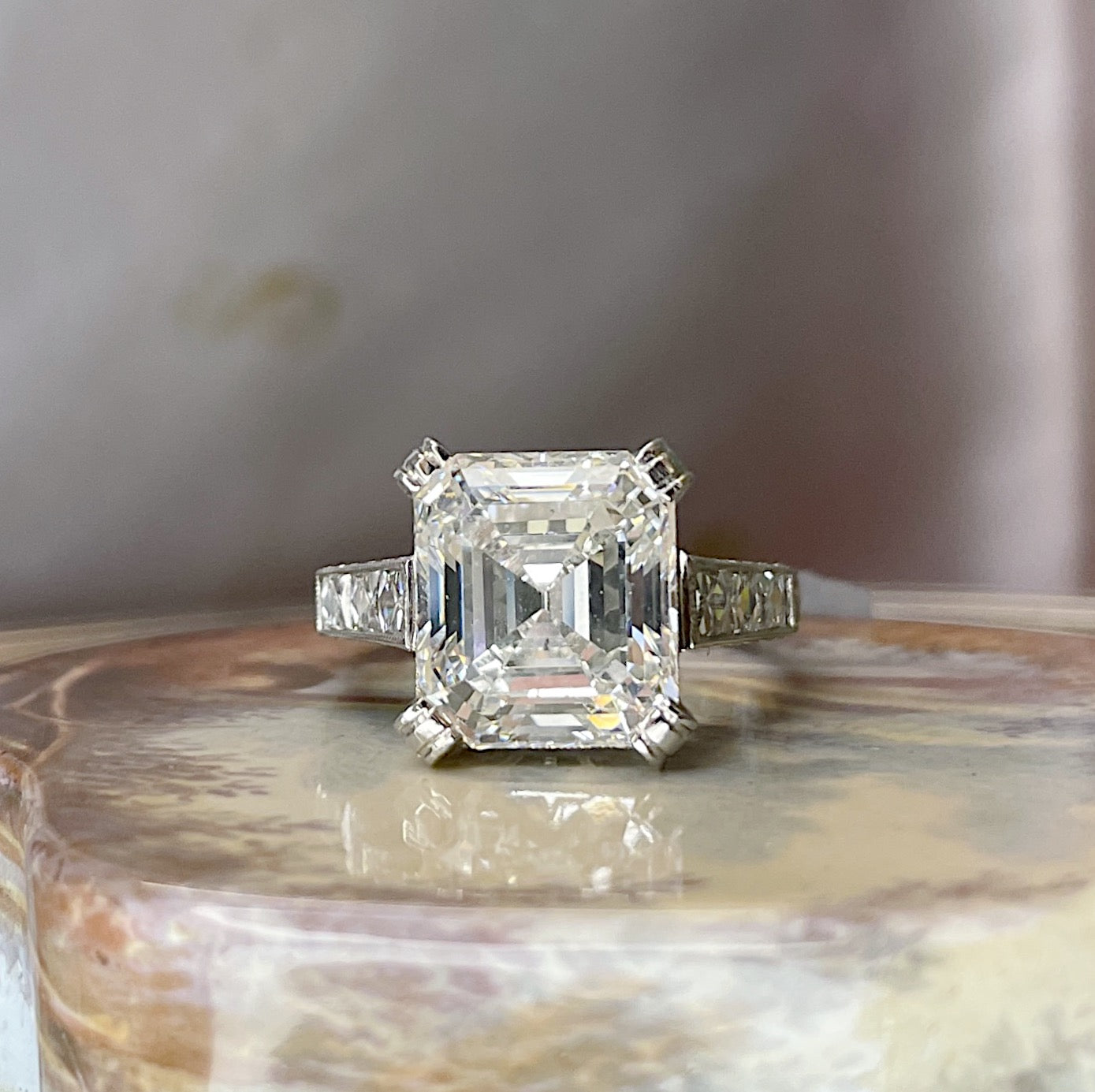 Art Deco-Style 4.90 Carat Emerald-Cut Diamond Engagement Ring - GIA I SI2 - 9