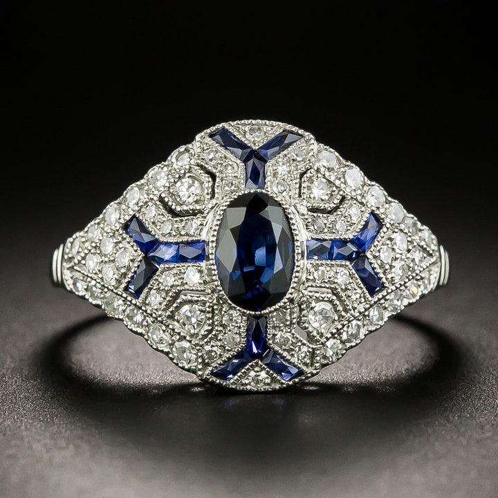 Art Deco-Style .50 Carat Sapphire and Diamond Ring