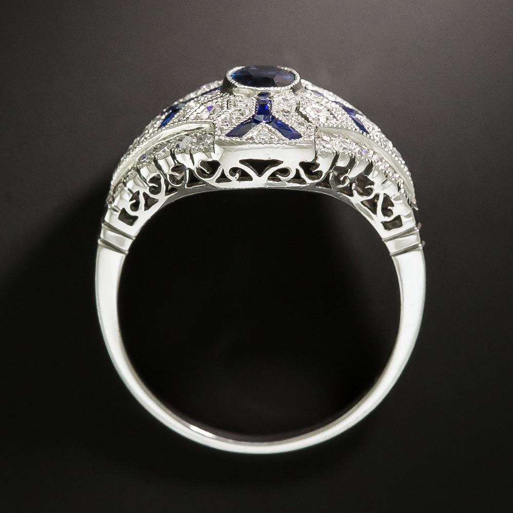 Art Deco-Style .50 Carat Sapphire and Diamond Ring - 3