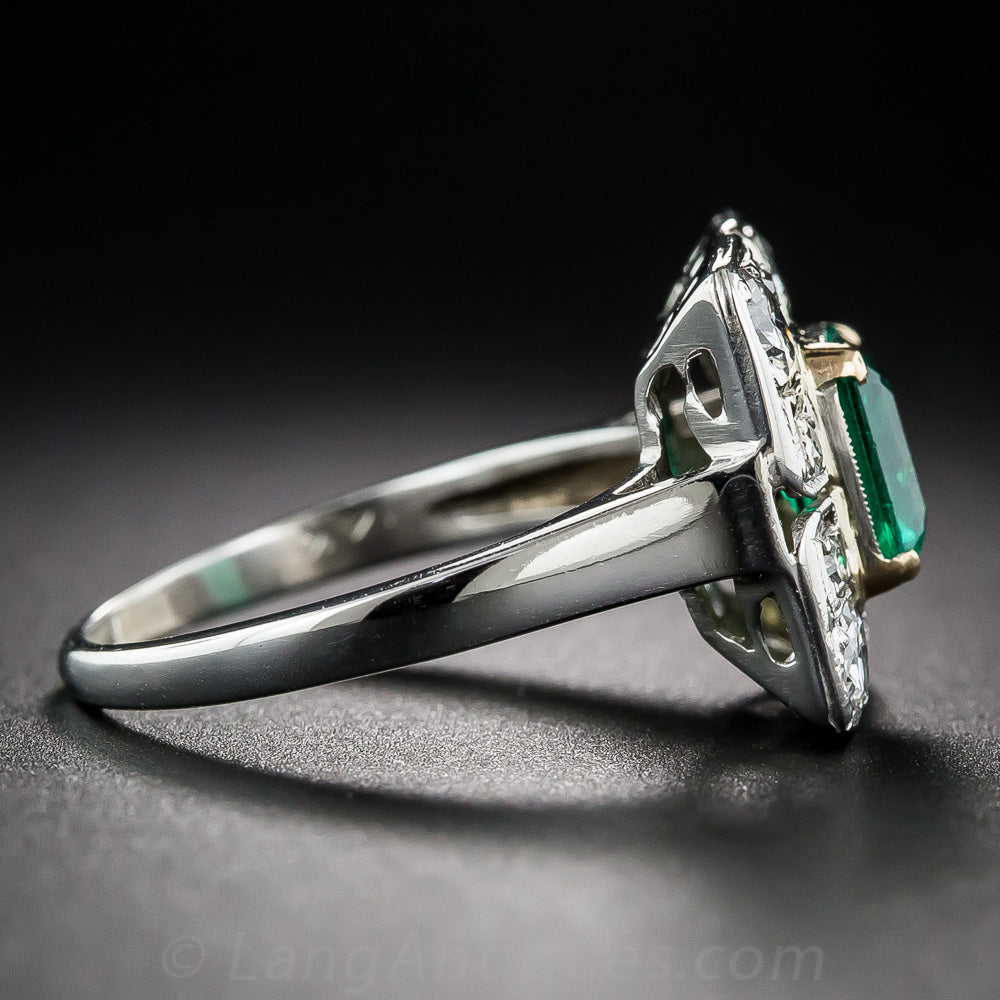 Art Deco-Style .80 Carat Emerald and Diamond Ring - 4
