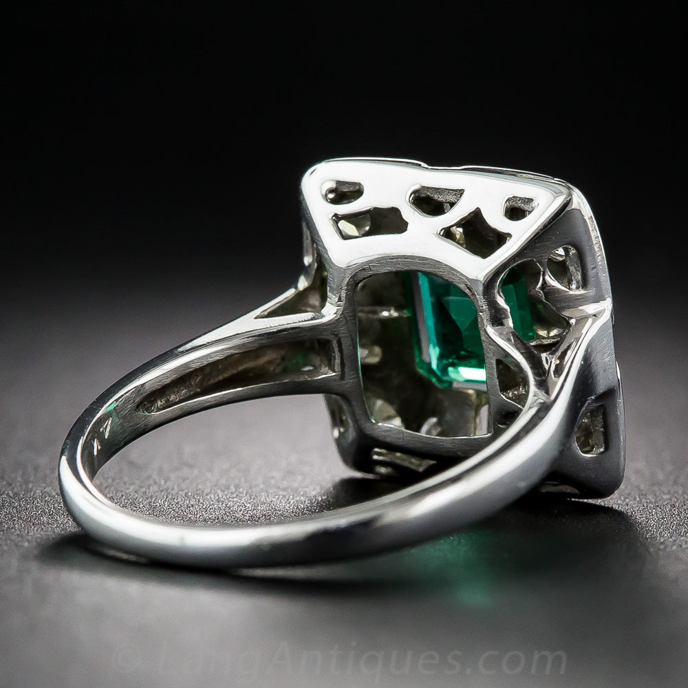Art Deco-Style .80 Carat Emerald and Diamond Ring - 5