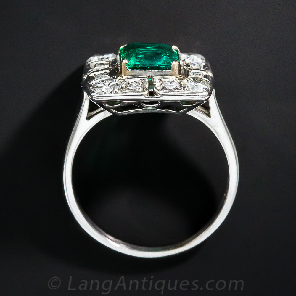 Art Deco-Style .80 Carat Emerald and Diamond Ring - 6