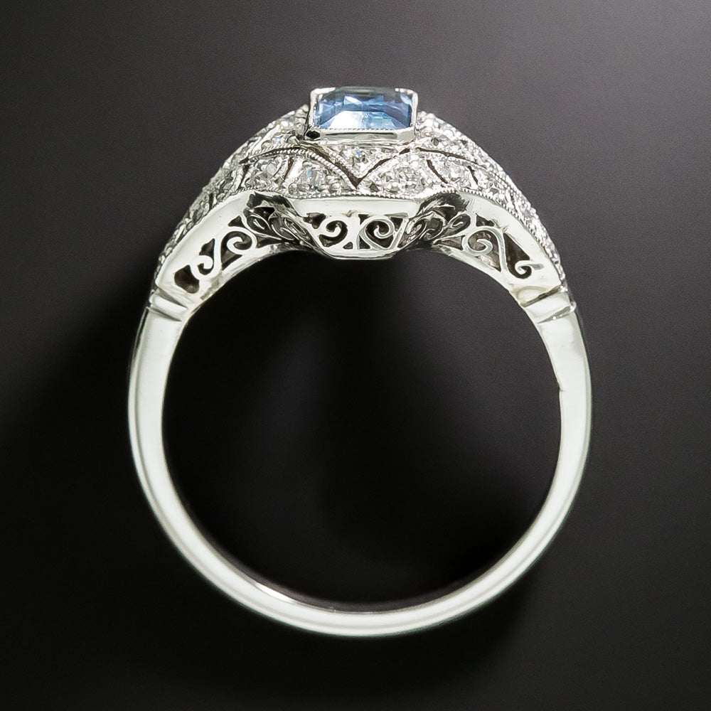 Art Deco-Style Aquamarine and  Diamond Ring - 3