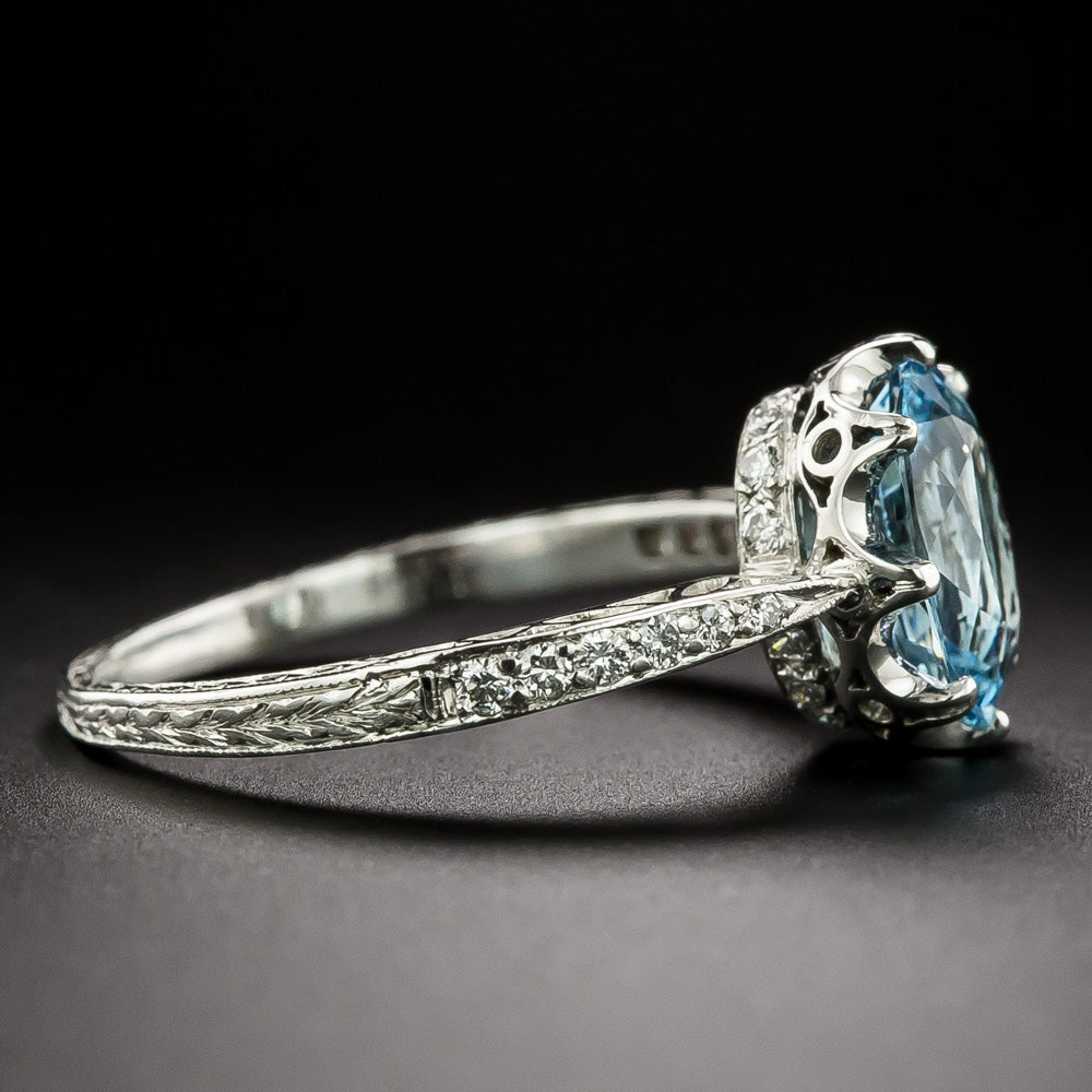 Art Deco-Style Aquamarine and Diamond Ring - 4