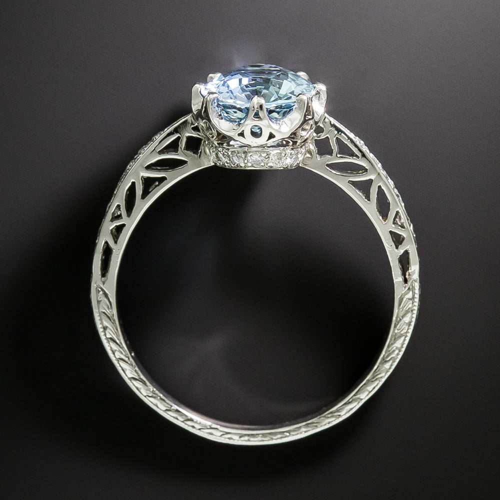 Art Deco-Style Aquamarine and Diamond Ring - 5