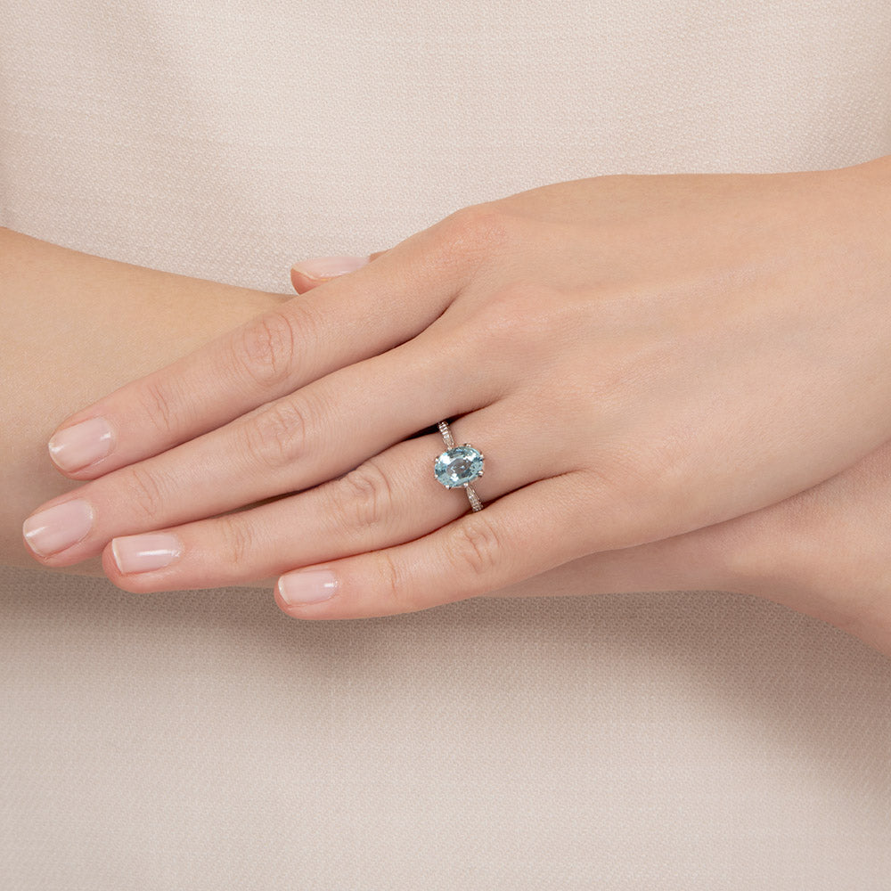 Art Deco-Style Aquamarine and Diamond Ring - 6