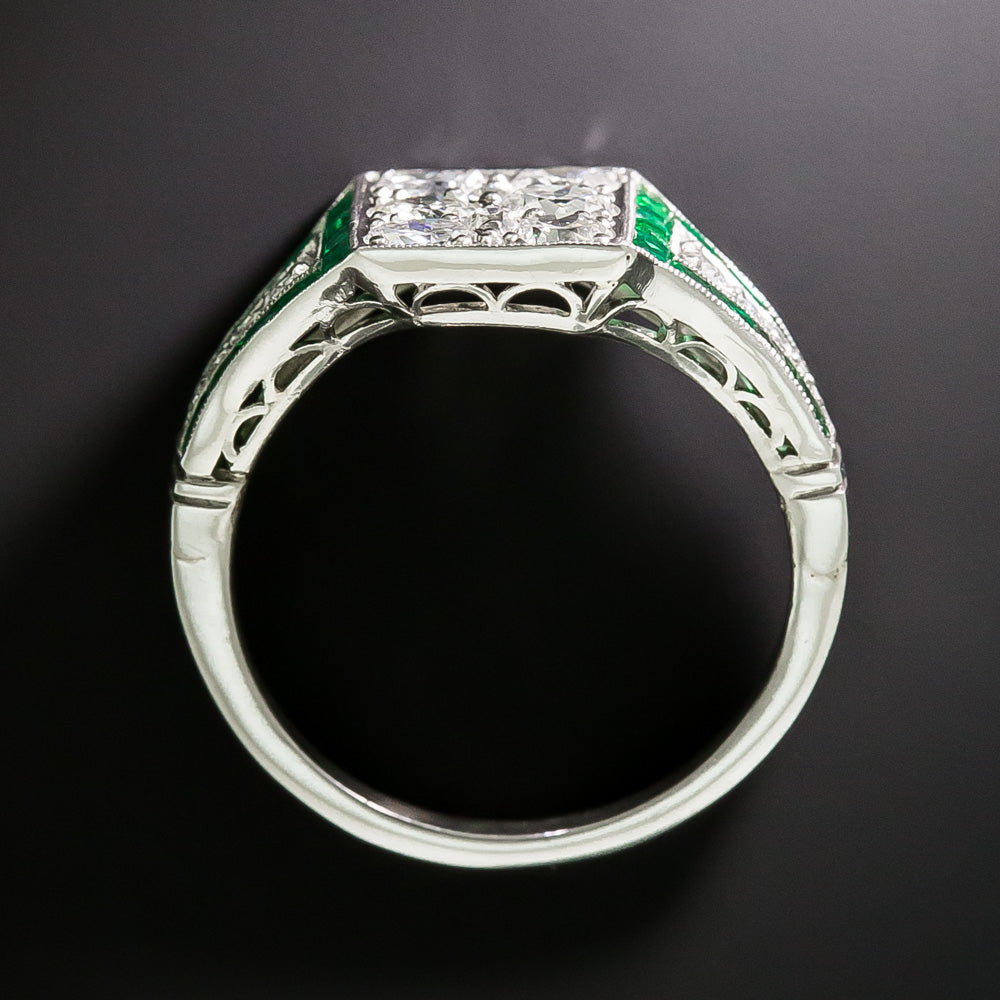 Art Deco-Style Diamond and Emerald Ring - 5