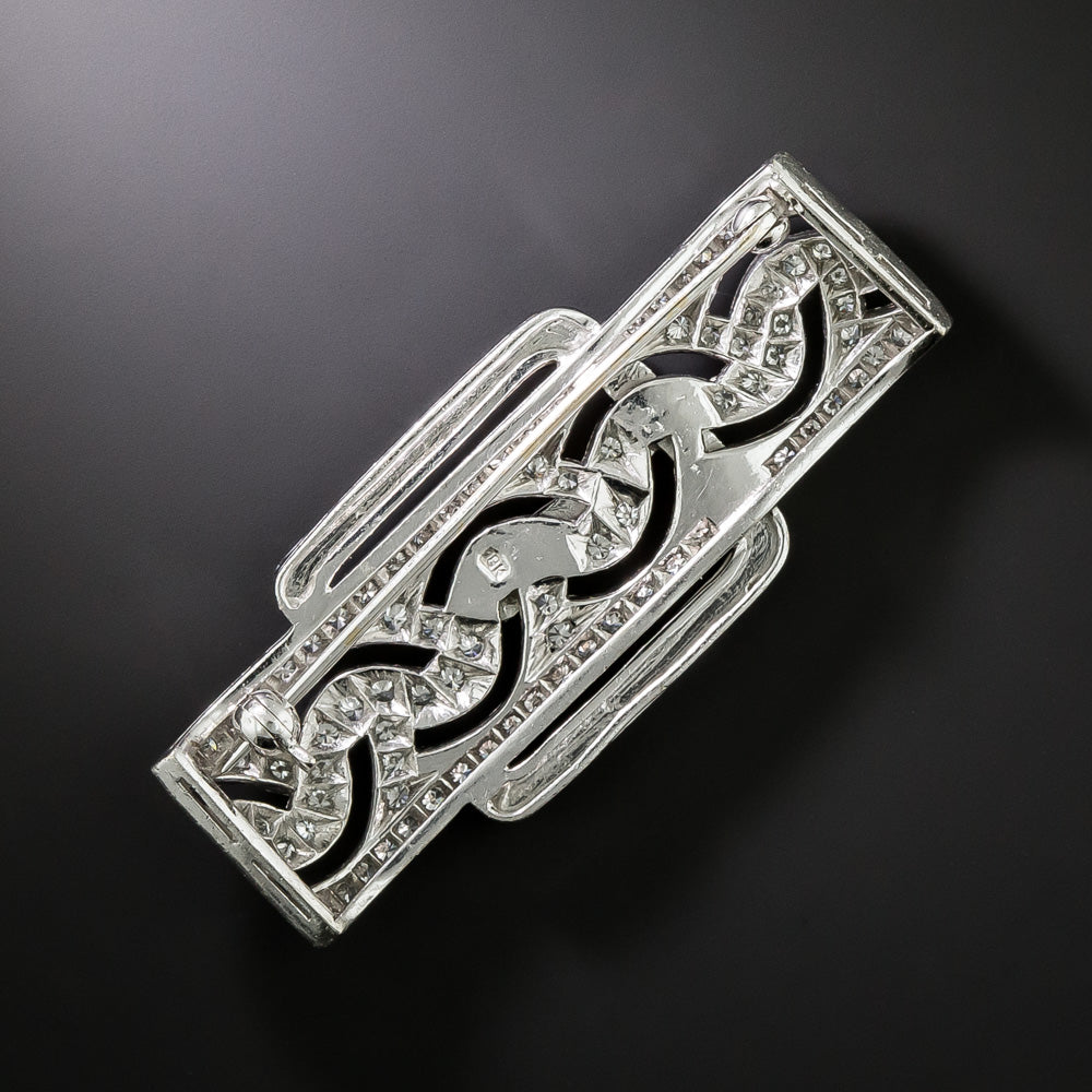 Art Deco-Style Diamond and Onyx Buckle Brooch - 2