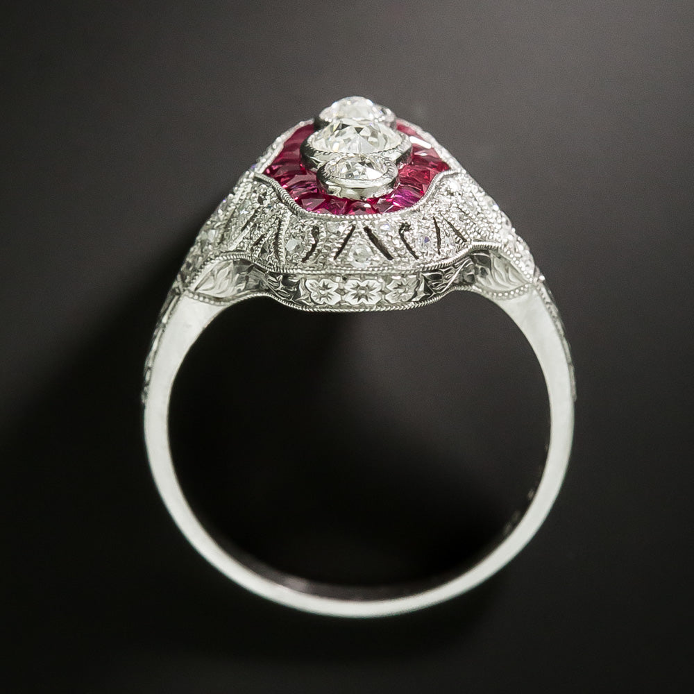 Art Deco-Style Diamond and Ruby Dinner Ring - 5