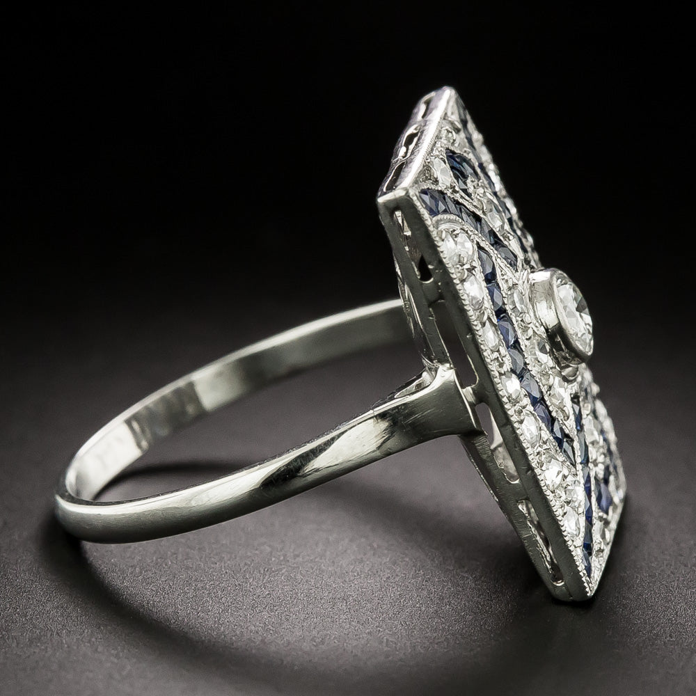 Art Deco-Style Diamond and Sapphire Ring - 3