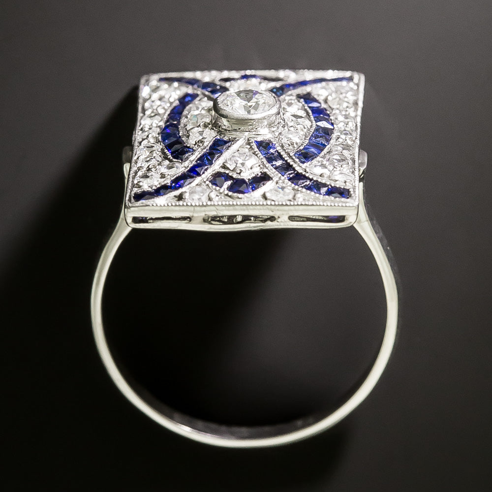 Art Deco-Style Diamond and Sapphire Ring - 4