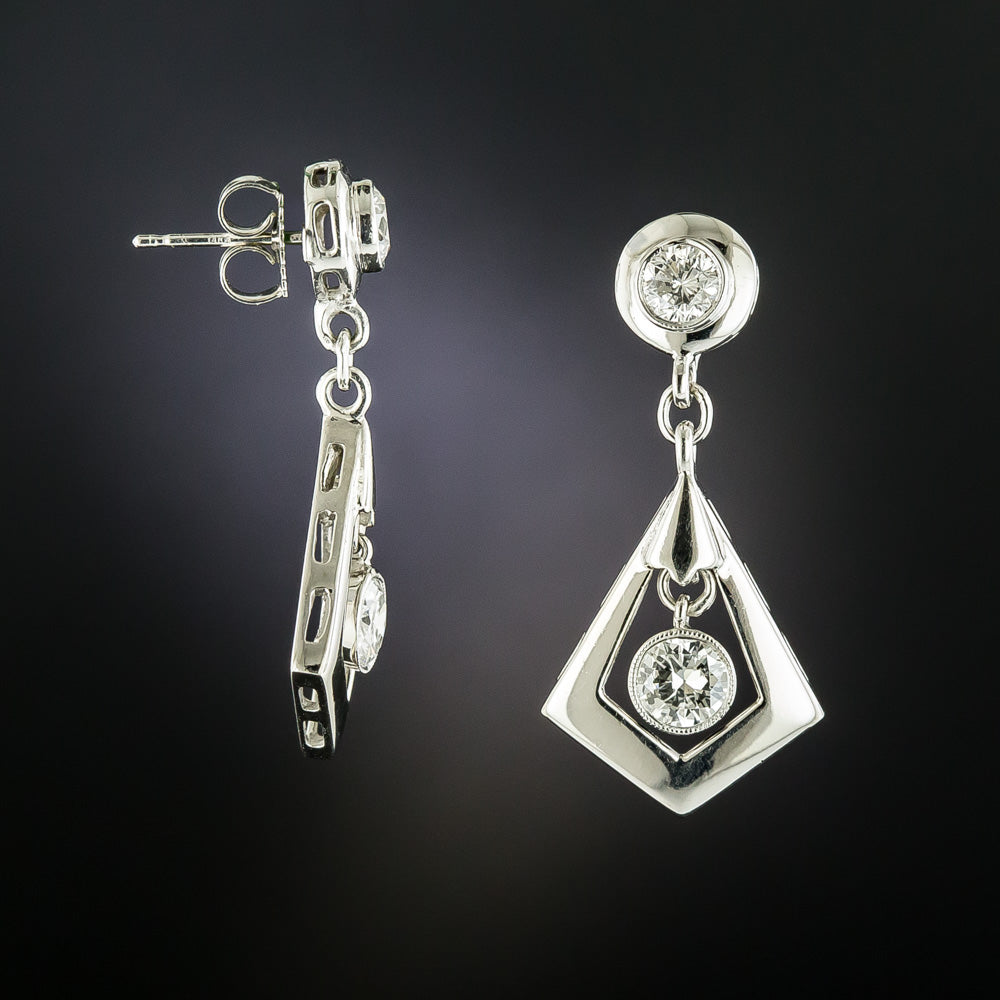 Art Deco-Style Diamond Dangle Earrings - 2