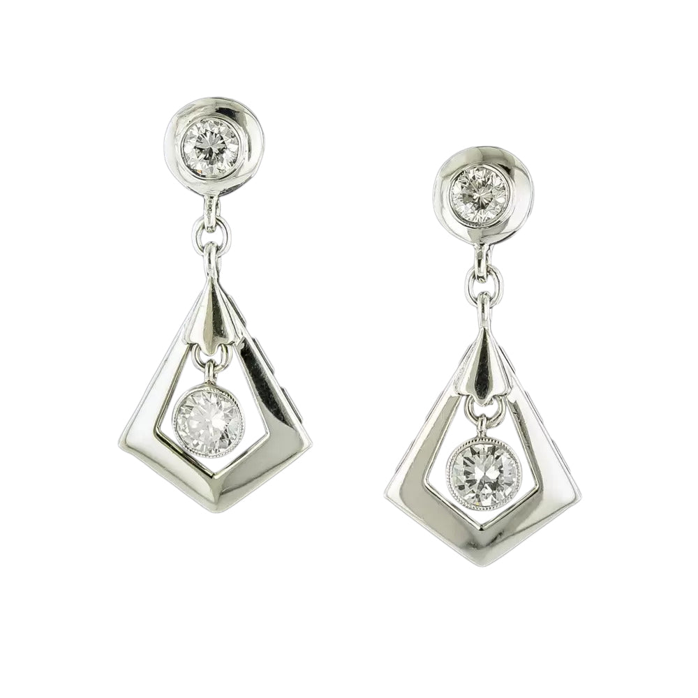 Art Deco-Style Diamond Dangle Earrings - 3