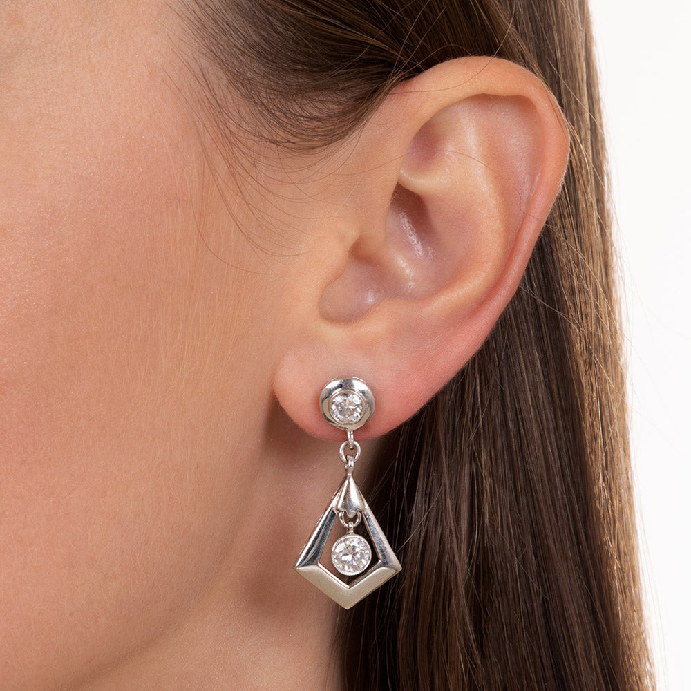 Art Deco-Style Diamond Dangle Earrings - 4