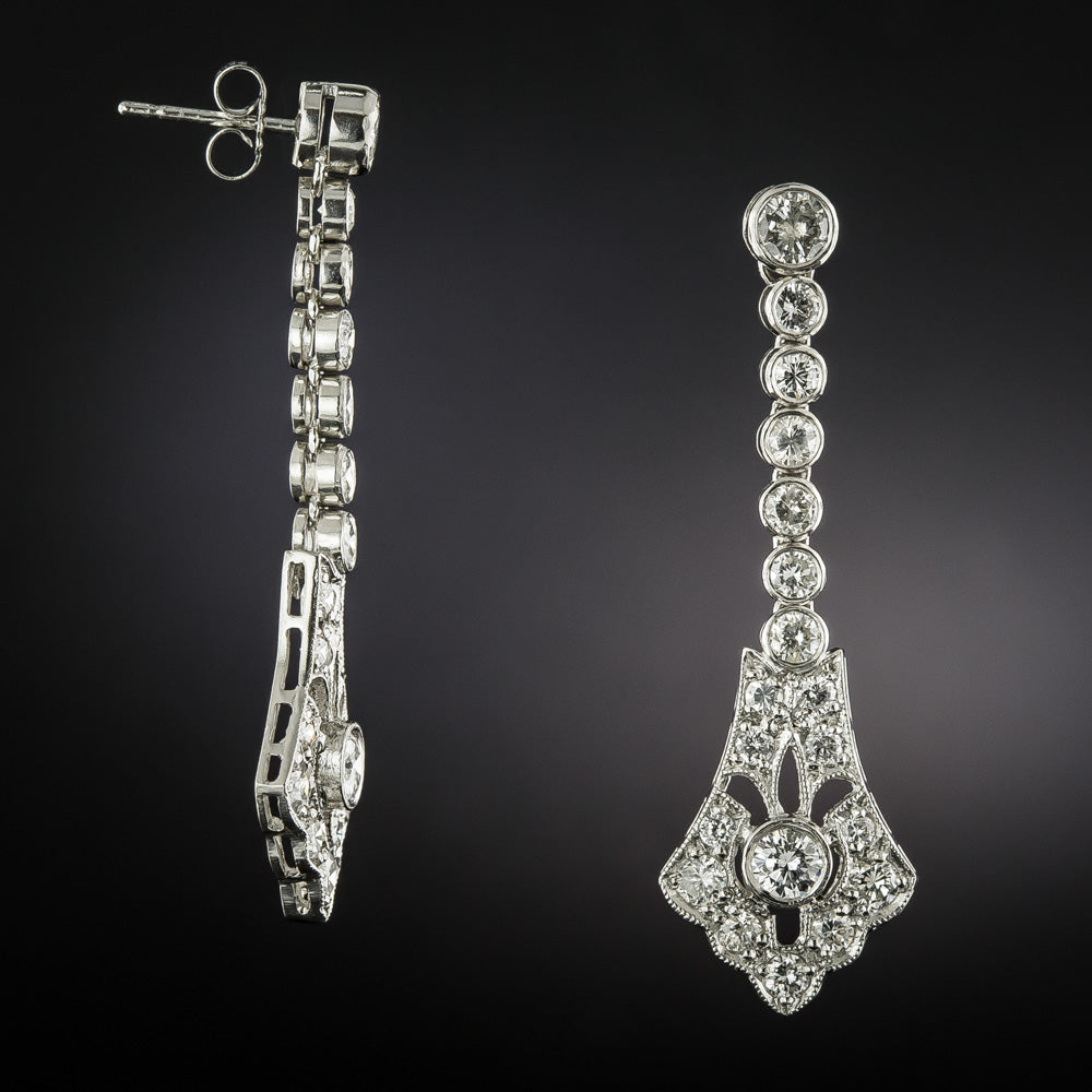 Art Deco-Style Diamond Dangle Earrings - 4