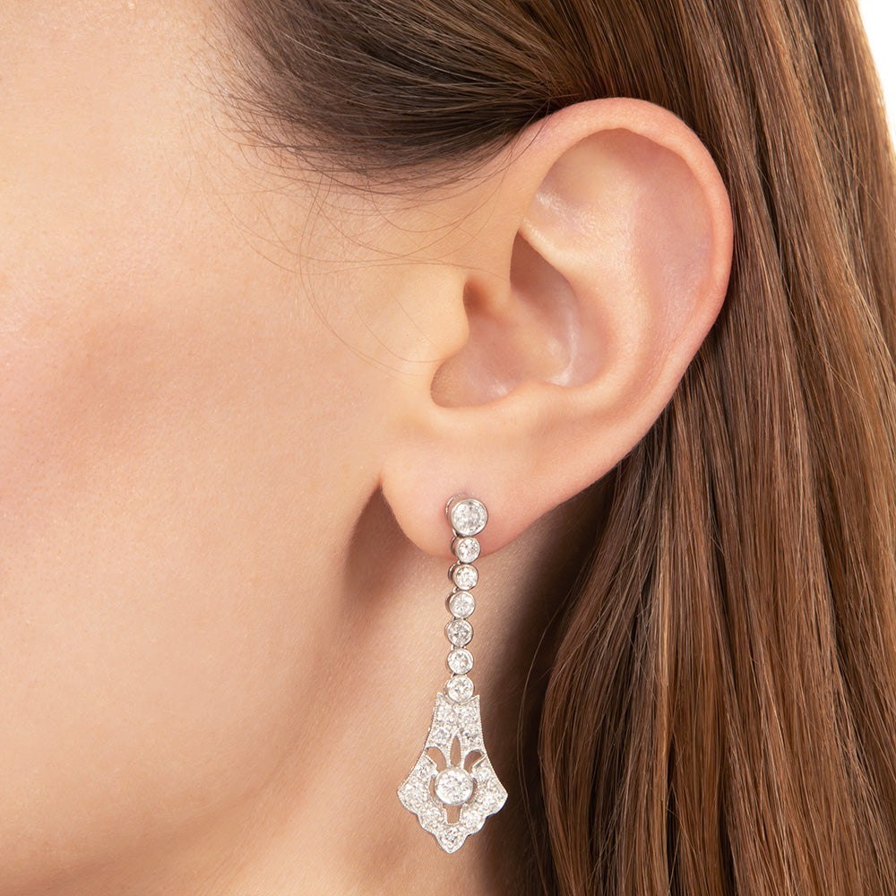 Art Deco-Style Diamond Dangle Earrings - 5