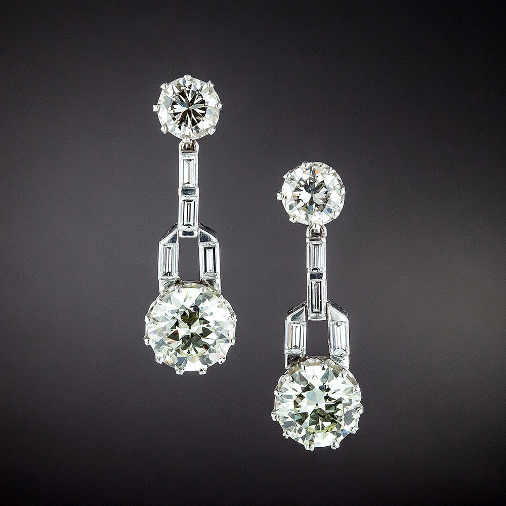 Art Deco-Style Diamond Dangle Earrings - GIA - 1