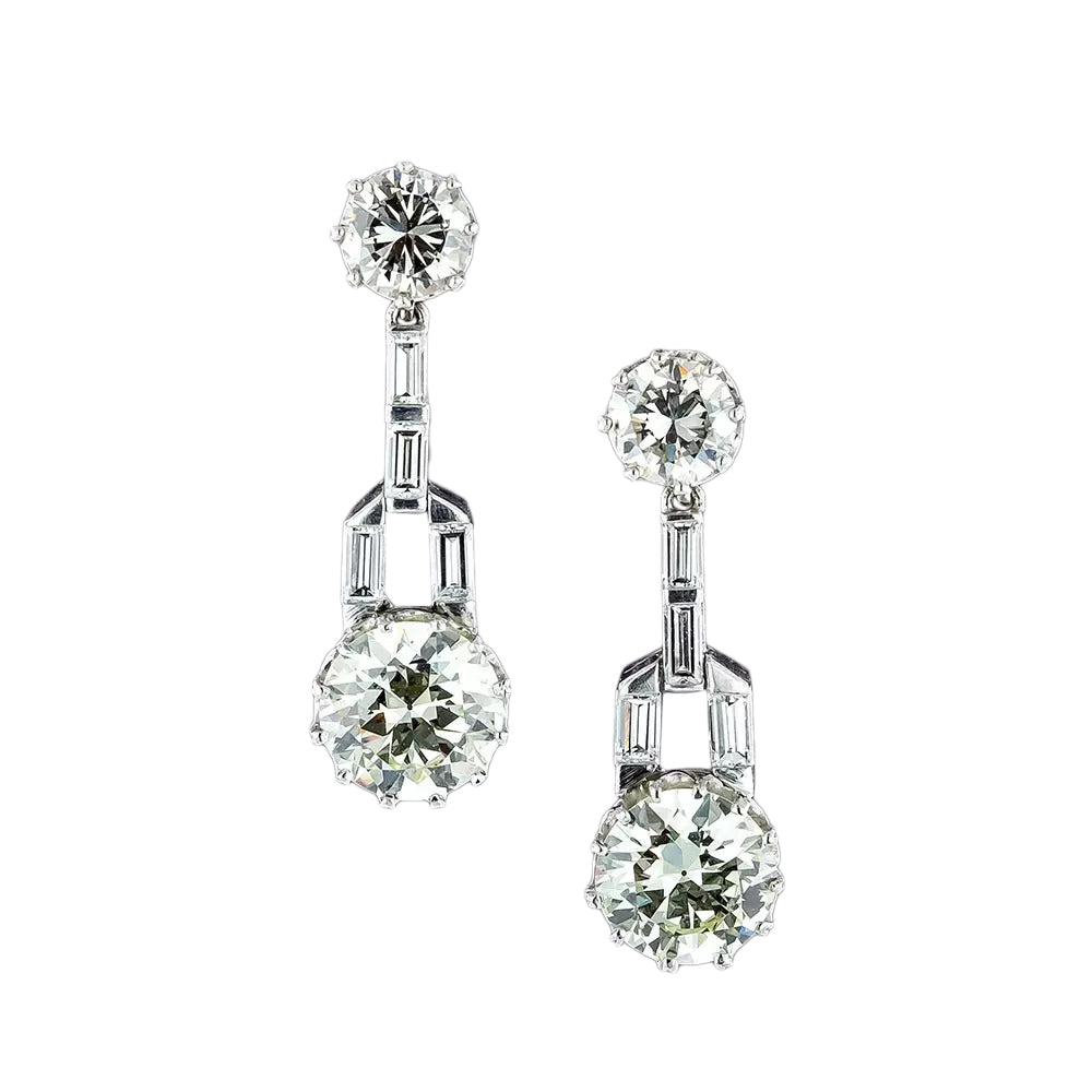 Art Deco-Style Diamond Dangle Earrings - GIA - 3