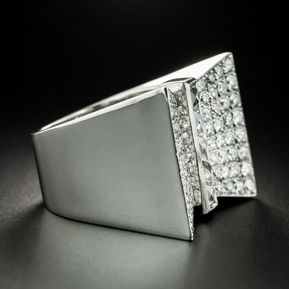 Art Deco-Style Diamond Geometric Bow Ring - 3