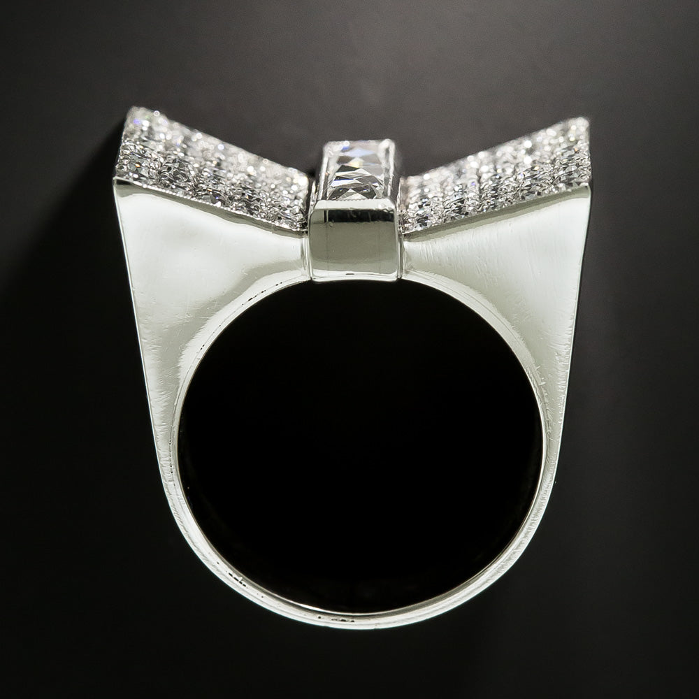 Art Deco-Style Diamond Geometric Bow Ring - 4
