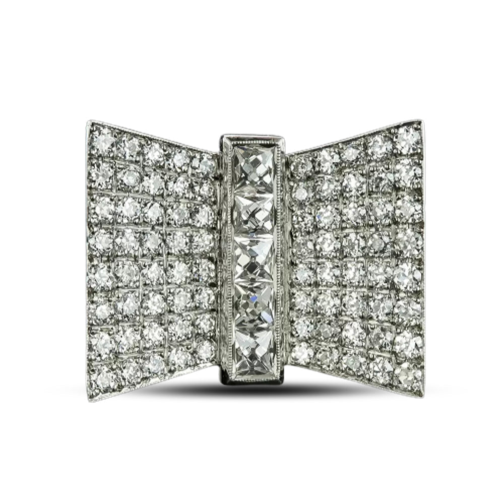 Art Deco-Style Diamond Geometric Bow Ring - 6