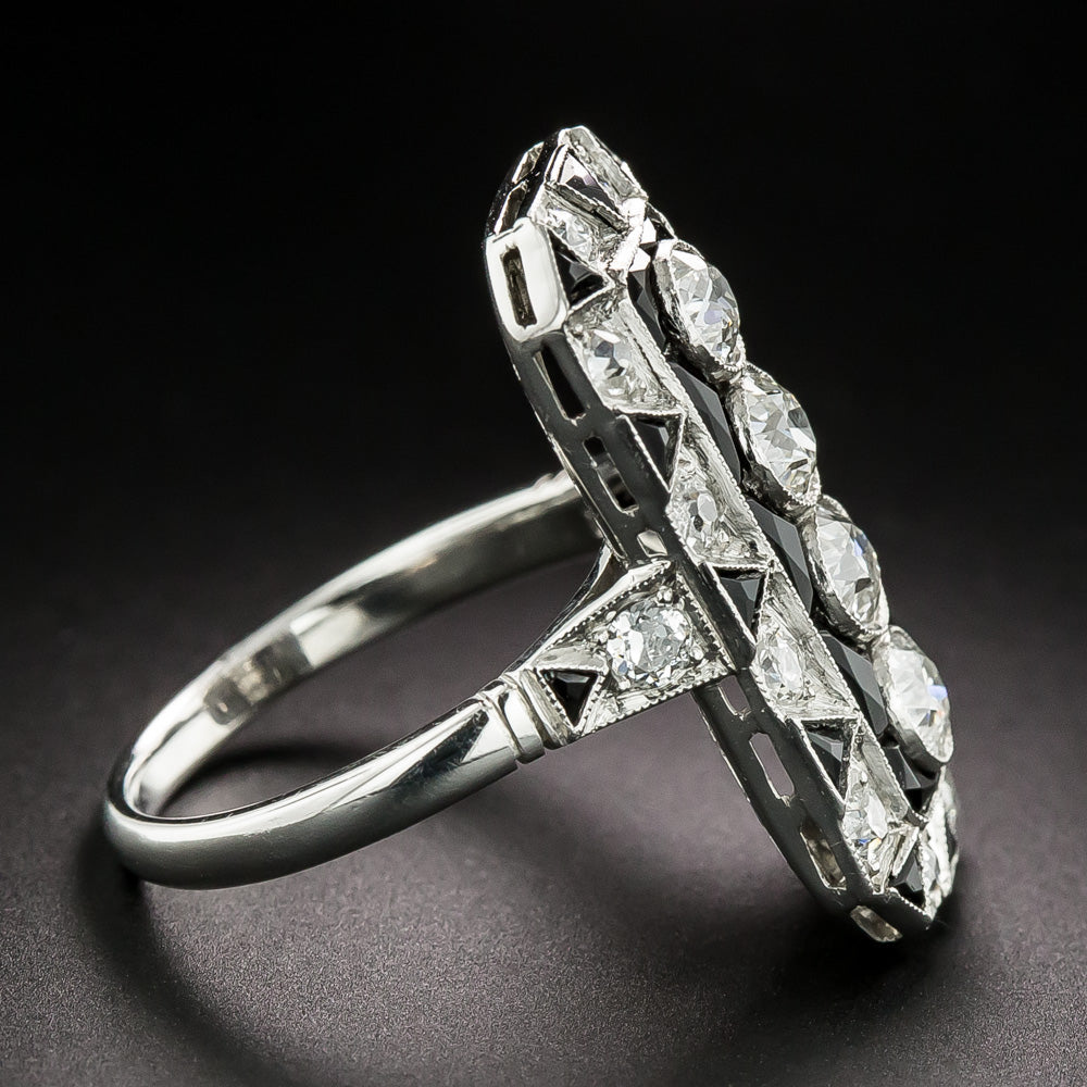 Art Deco-Style Onyx and Diamond Dinner Ring - 5