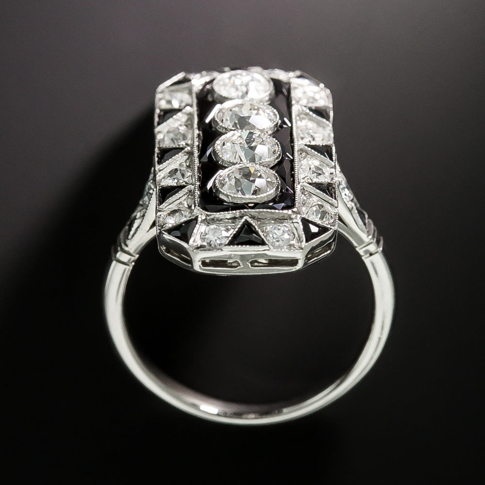 Art Deco-Style Onyx and Diamond Dinner Ring - 6