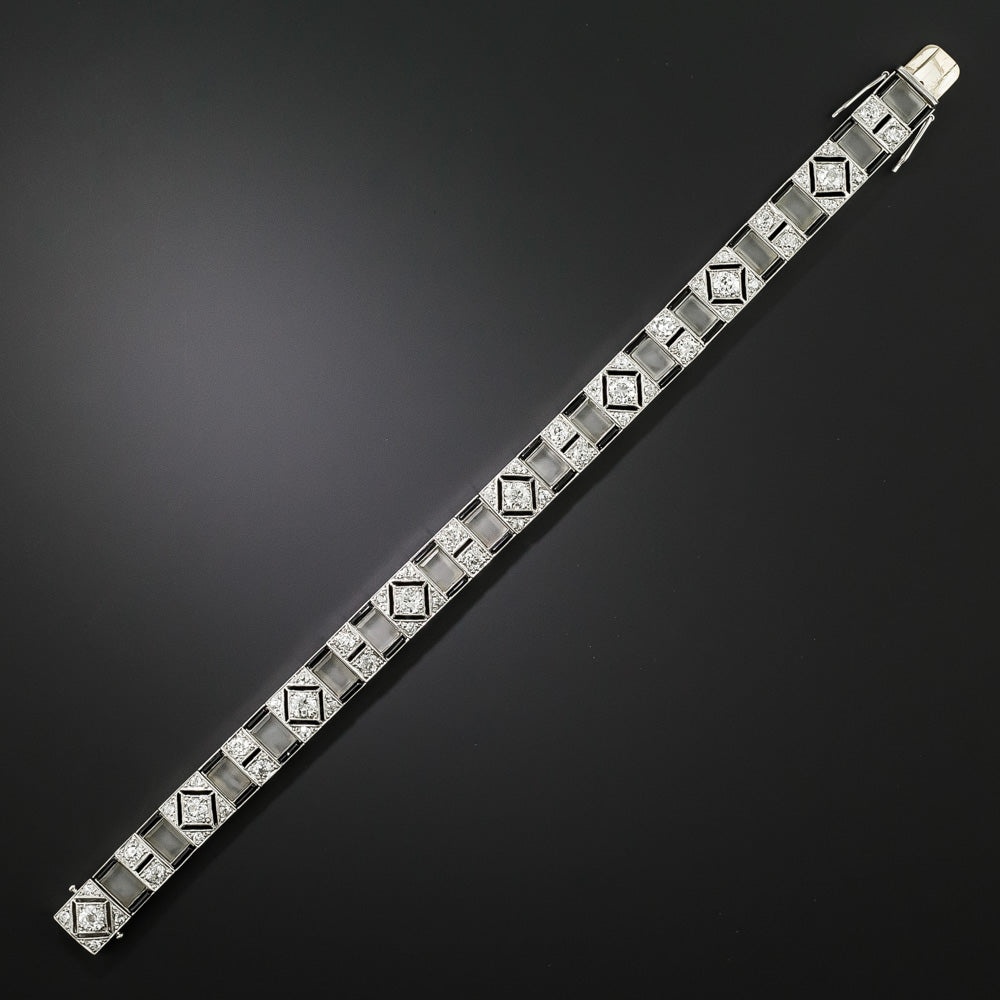 Art Deco-Style Quartz Crystal, Onyx and Diamond Bracelet - 3