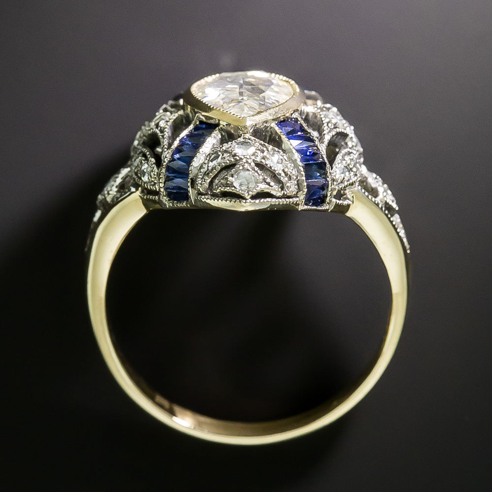 Art Deco-Style Rose-Cut Diamond and Sapphire Ring - 4