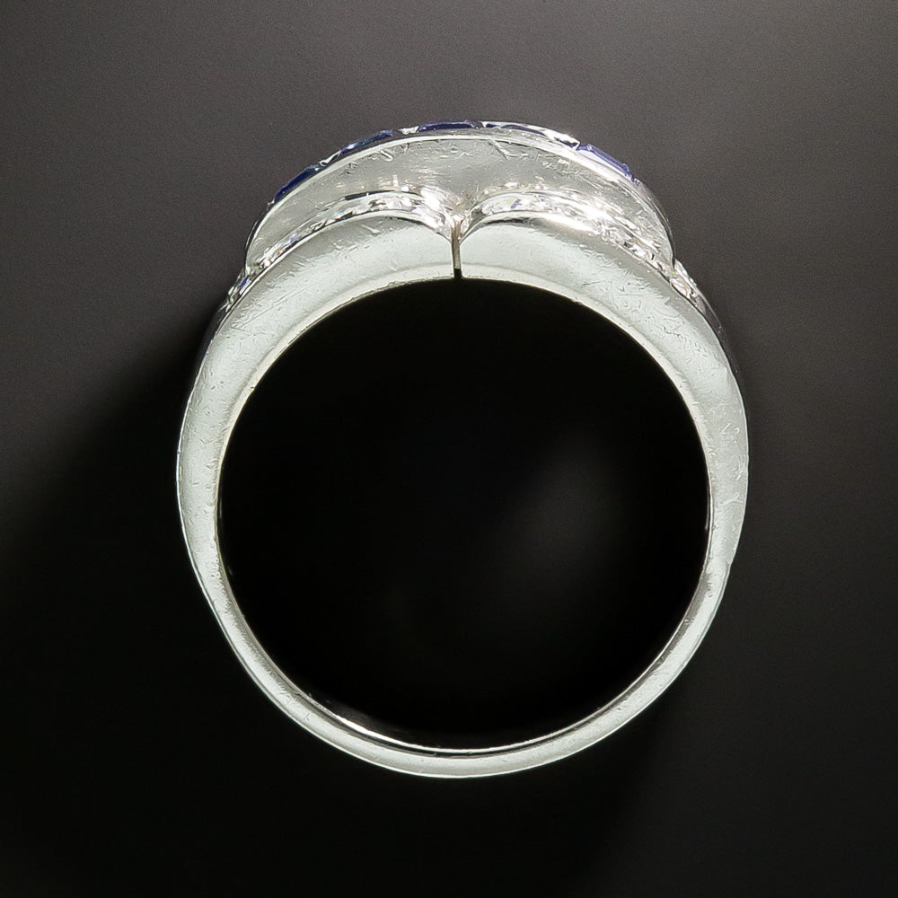 Art Deco-Style Sapphire and Diamond Buckle Motif Ring - 4
