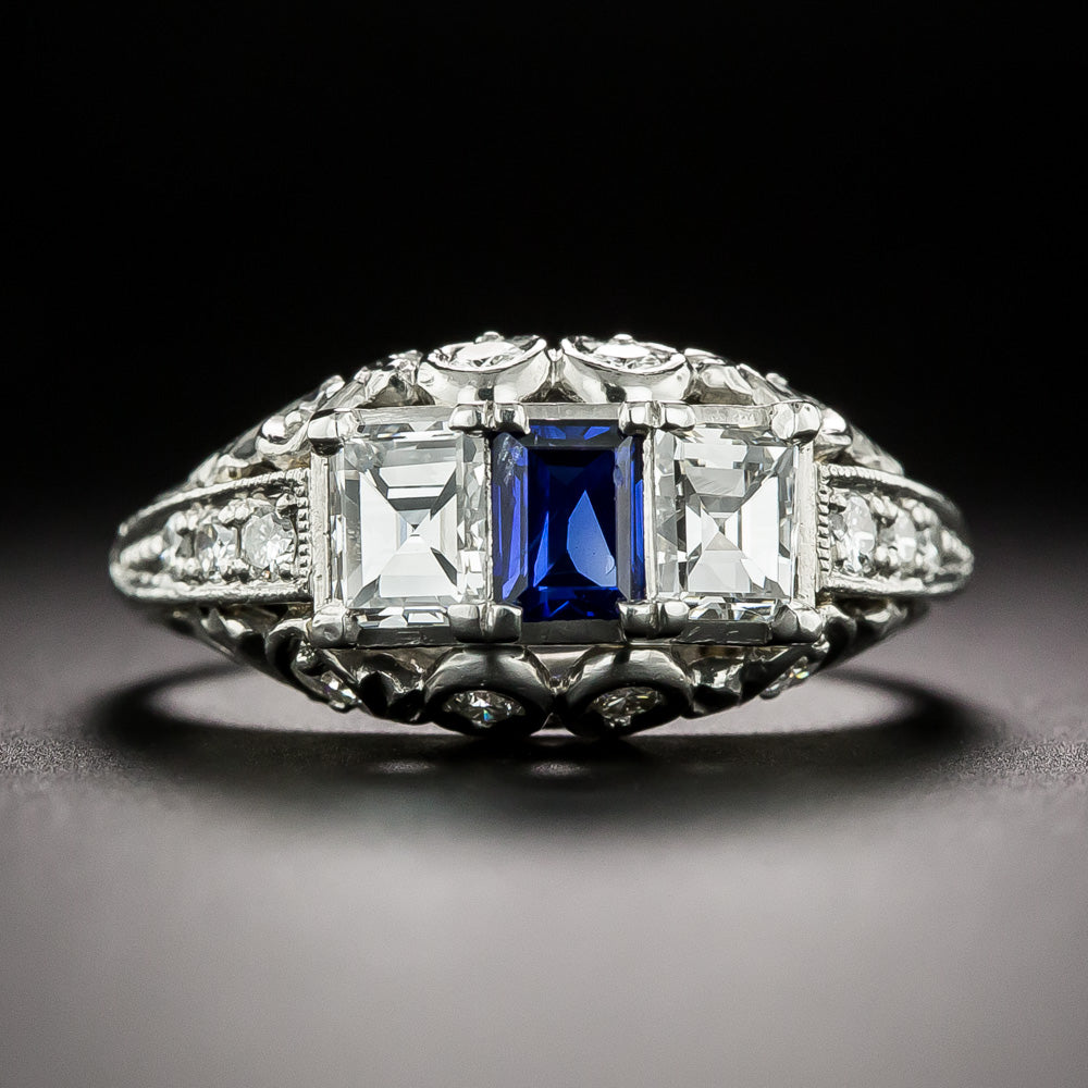 Art Deco-Style Sapphire and Diamond Ring - 2