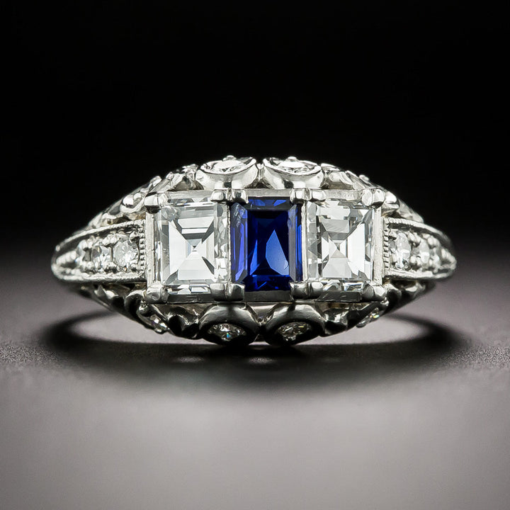 Art Deco-Style Sapphire and Diamond Ring