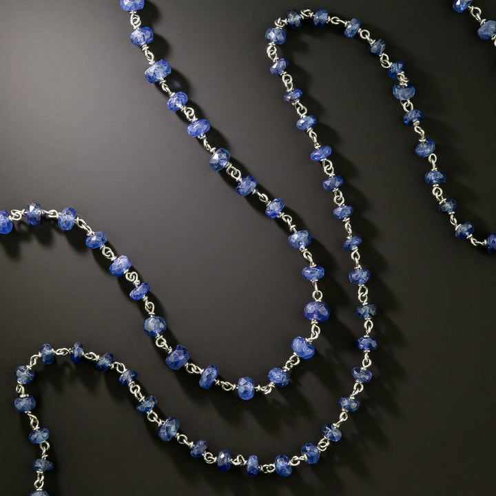 Art Deco Style Sapphire Rondelle Necklace, 36 Inches